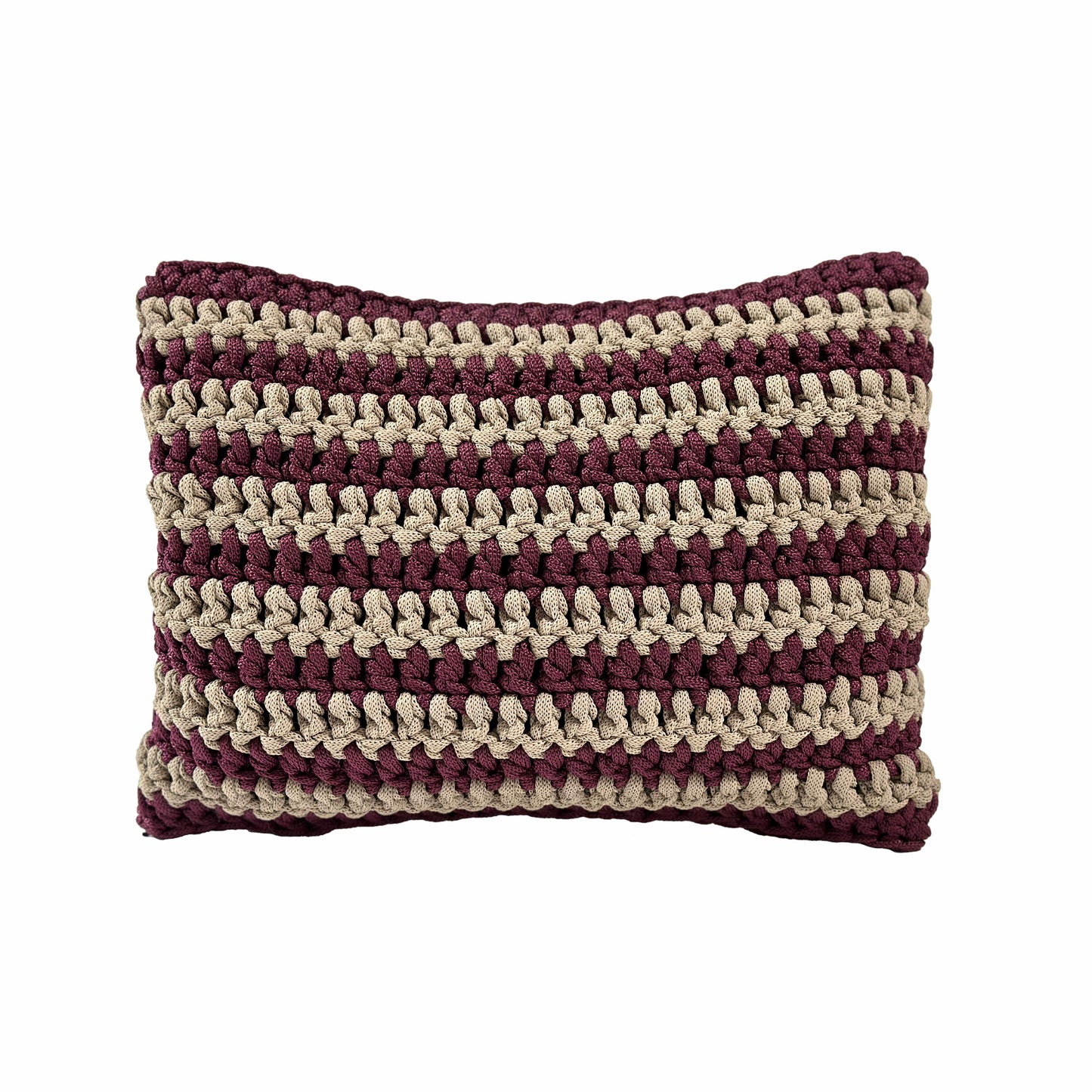 Almofada em Crochê Listra Retangular Outdoor 30x45 Marsala