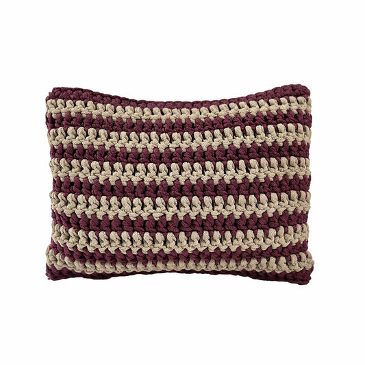 Almofada em Crochê Listra Retangular Outdoor 30x45 Marsala