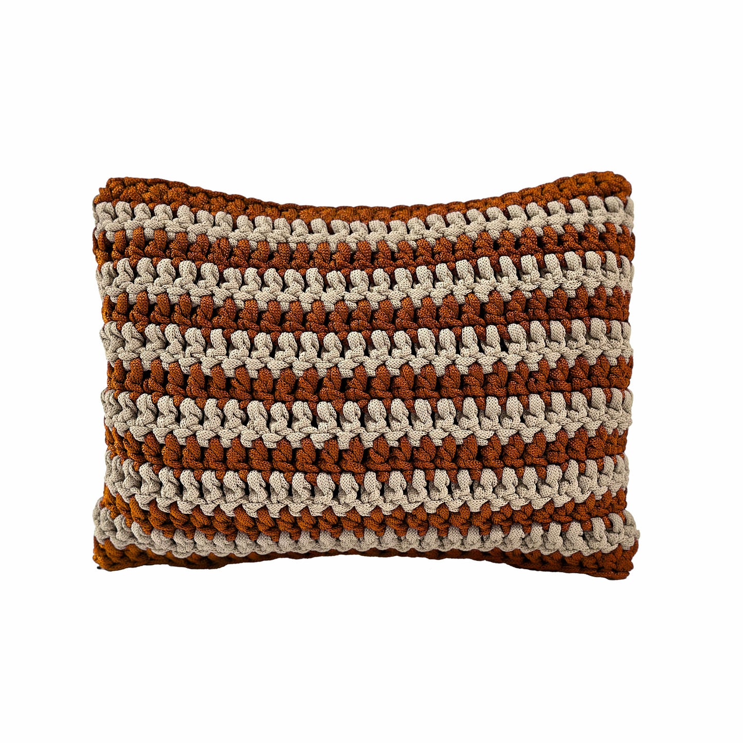 Almofada em Crochê Listra Retangular Outdoor 30x45 Terracota