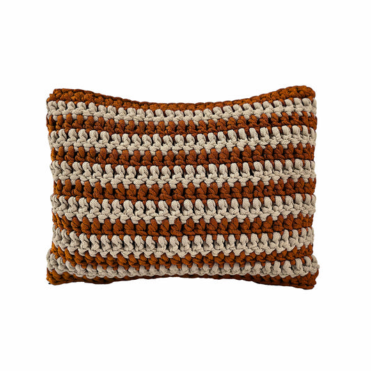 Almofada em Crochê Listra Retangular Outdoor 30x45 Terracota