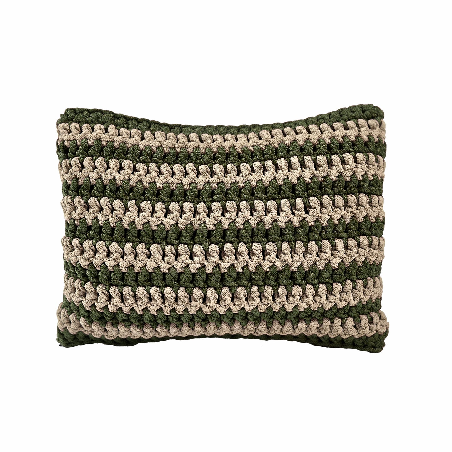 Almofada em Crochê Listra Retangular Outdoor 30x45 Verde