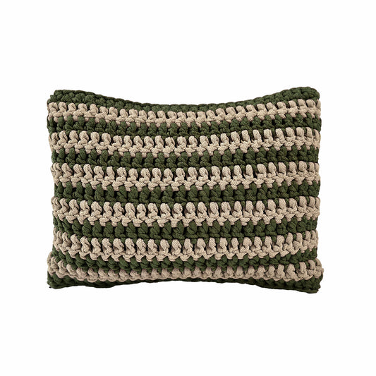 Almofada em Crochê Listra Retangular Outdoor 30x45 Verde
