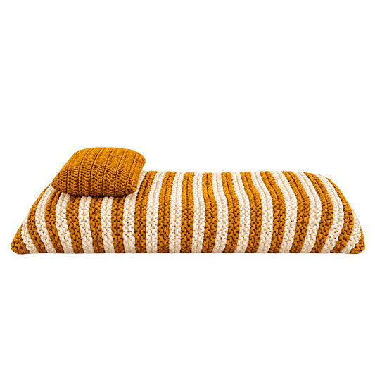 Puff Almofadão String Listrado Outdoor 90x160 Mostarda