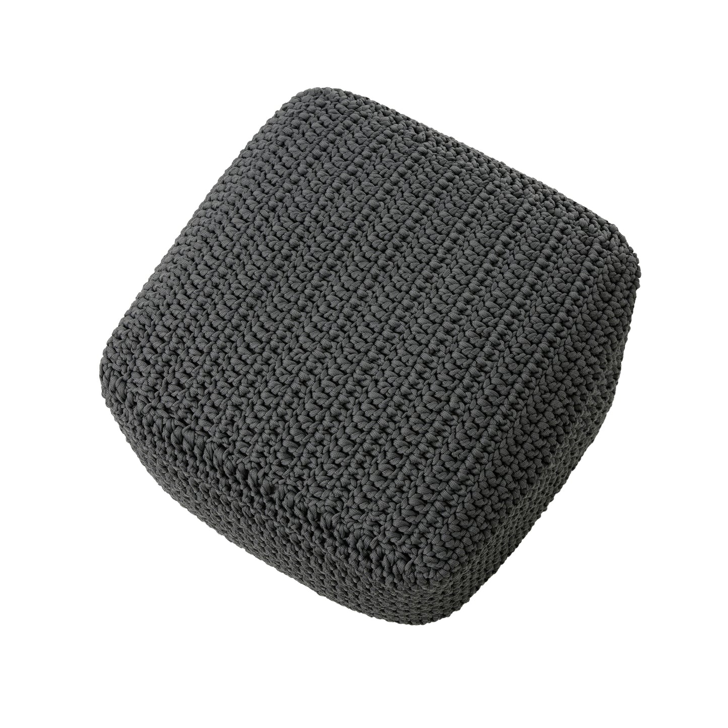 Puff Crochê Quadrado Outdoor 40x50x50 Cinza Pronta Entrega