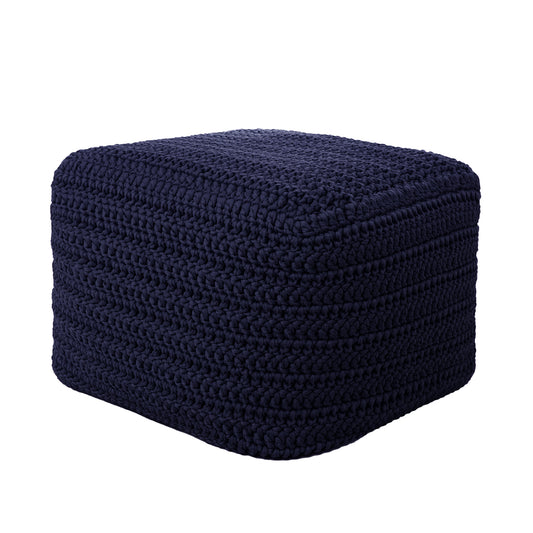 Puff Crochê Quadrado Outdoor 40x50x50 Marinho