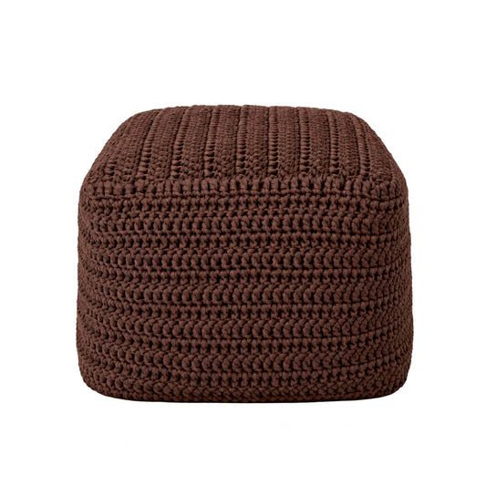 Puff Crochê Quadrado Outdoor 40x50x50 Marrom