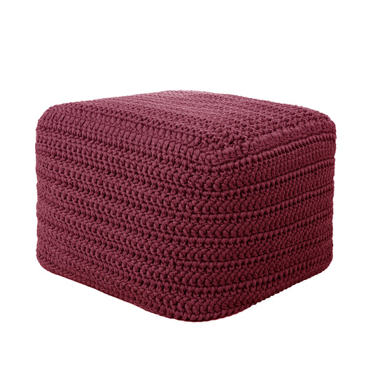 Puff Crochê Quadrado Outdoor 40x50x50 Marsala