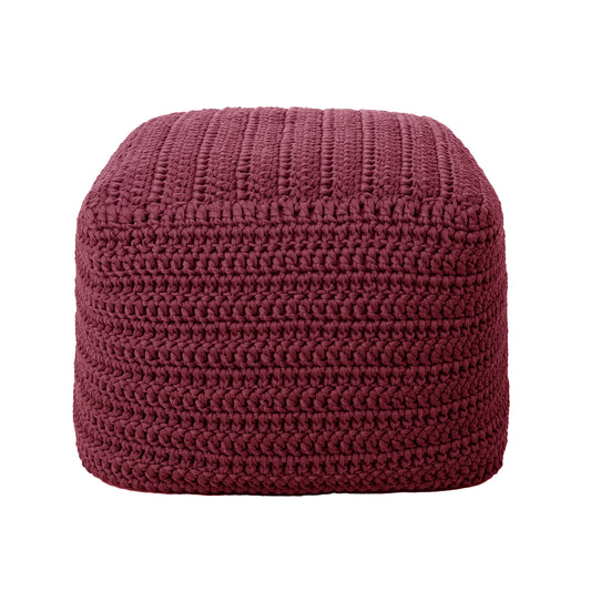 Puff Crochê Quadrado Outdoor 40x50x50 Marsala