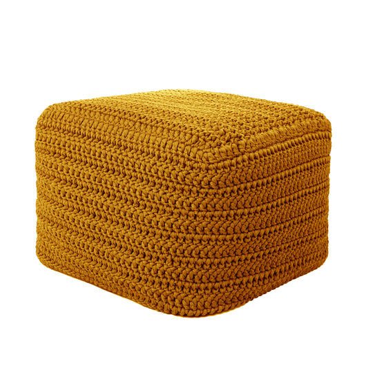 Puff Crochê Quadrado Outdoor 40x50x50 Mostarda