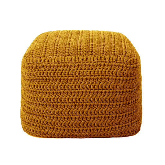 Puff Crochê Quadrado Outdoor 40x50x50 Mostarda