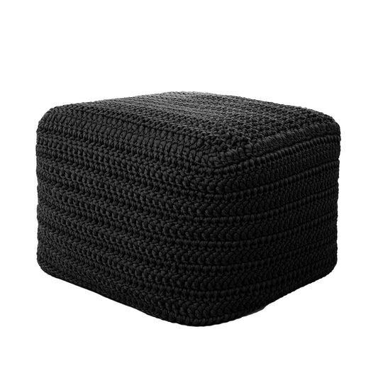 Puff Crochê Quadrado Outdoor 40x50x50 Preto