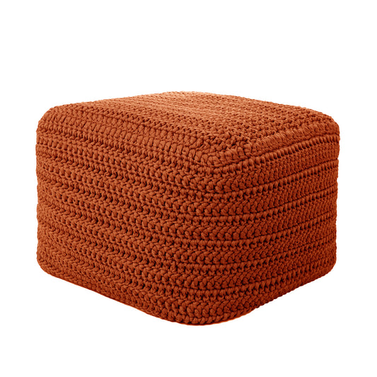 Puff Crochê Quadrado Outdoor 40x50x50 Terracota