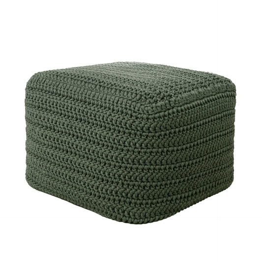 Puff Crochê Quadrado Outdoor 40x50x50 Verde Pronta Entrega