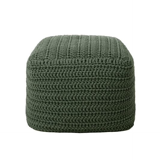 Puff Crochê Quadrado Outdoor 40x50x50 Verde Pronta Entrega