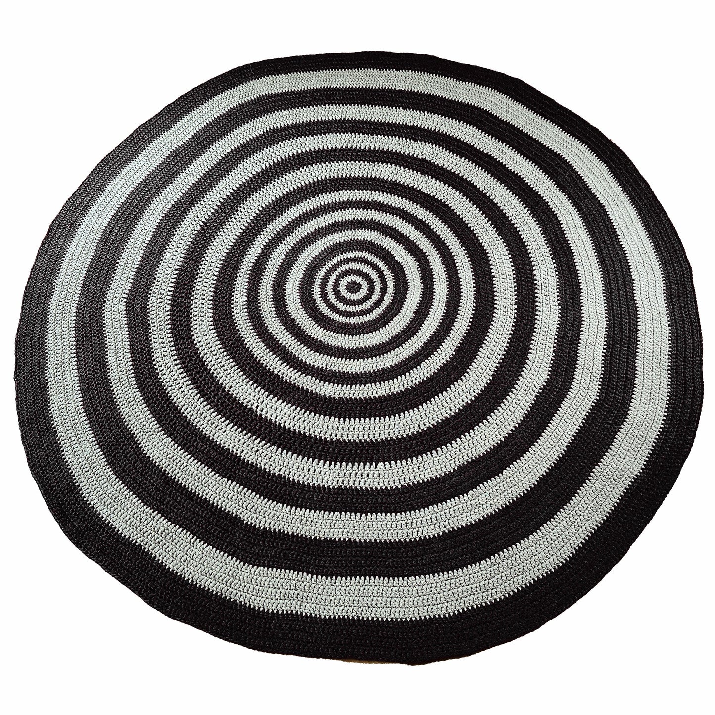Tapete em Crochê Listras Redondo Outdoor 280x280 Preto