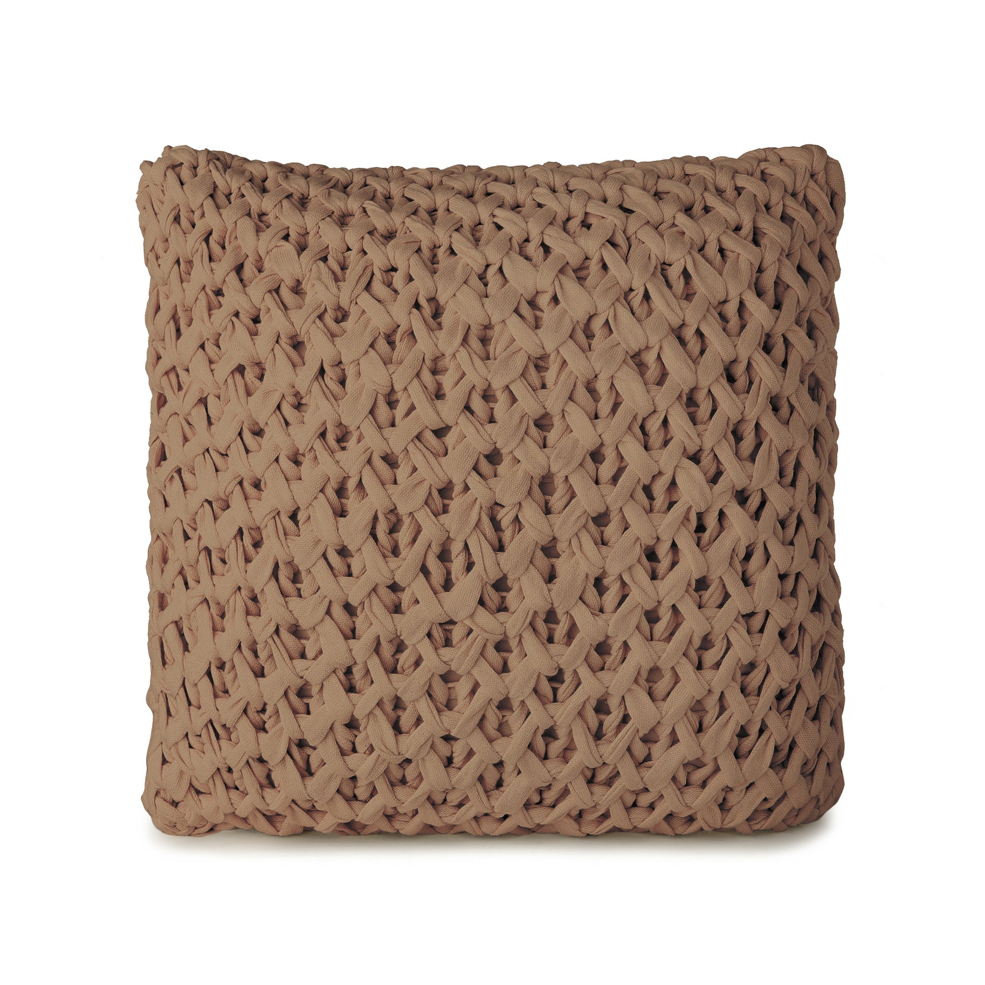 Almofada em Tricô Artesanal Colméia 45x45 Caramelo