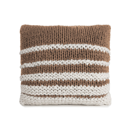 Almofada em Tricô Artesanal Degradê Negativo 45x45 Caramelo
