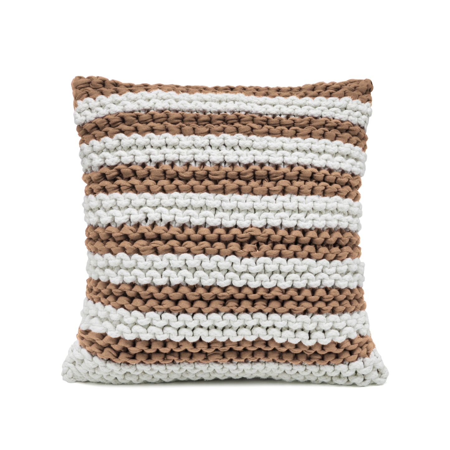 Almofada em tricô Artesanal Listra 45x45 Caramelo