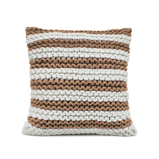 Almofada em tricô Artesanal Listra 45x45 Caramelo