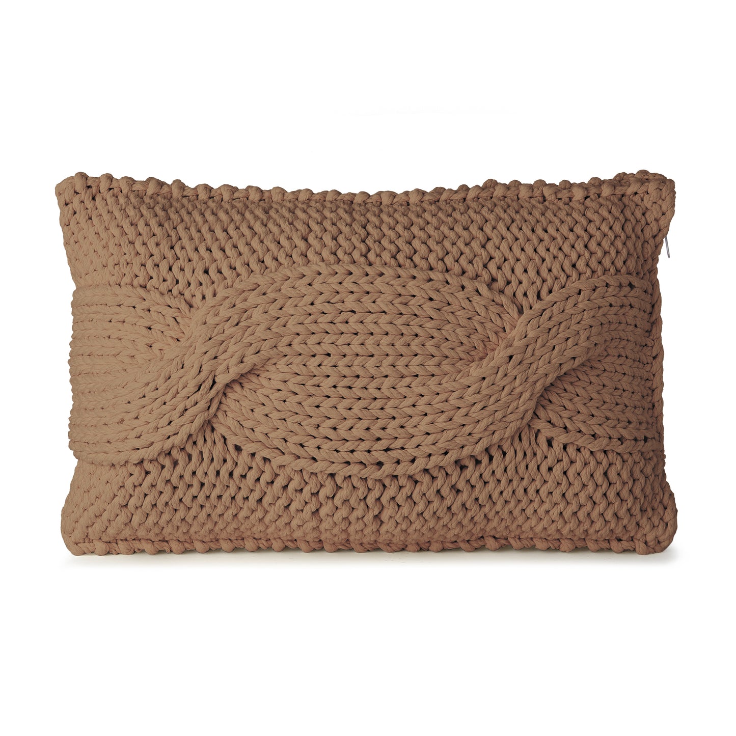 Almofada em tricô artesanal String Trança Retangular 40x60 Caramelo