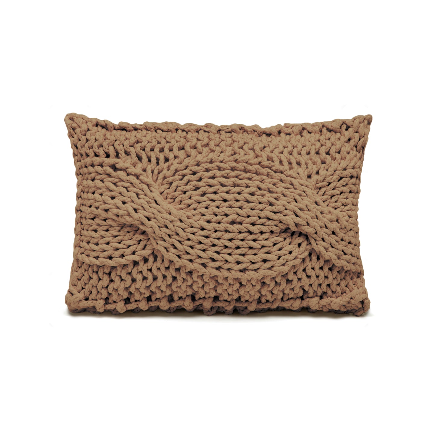 Almofada em tricô artesanal String Trança Retangular 30x45 Caramelo