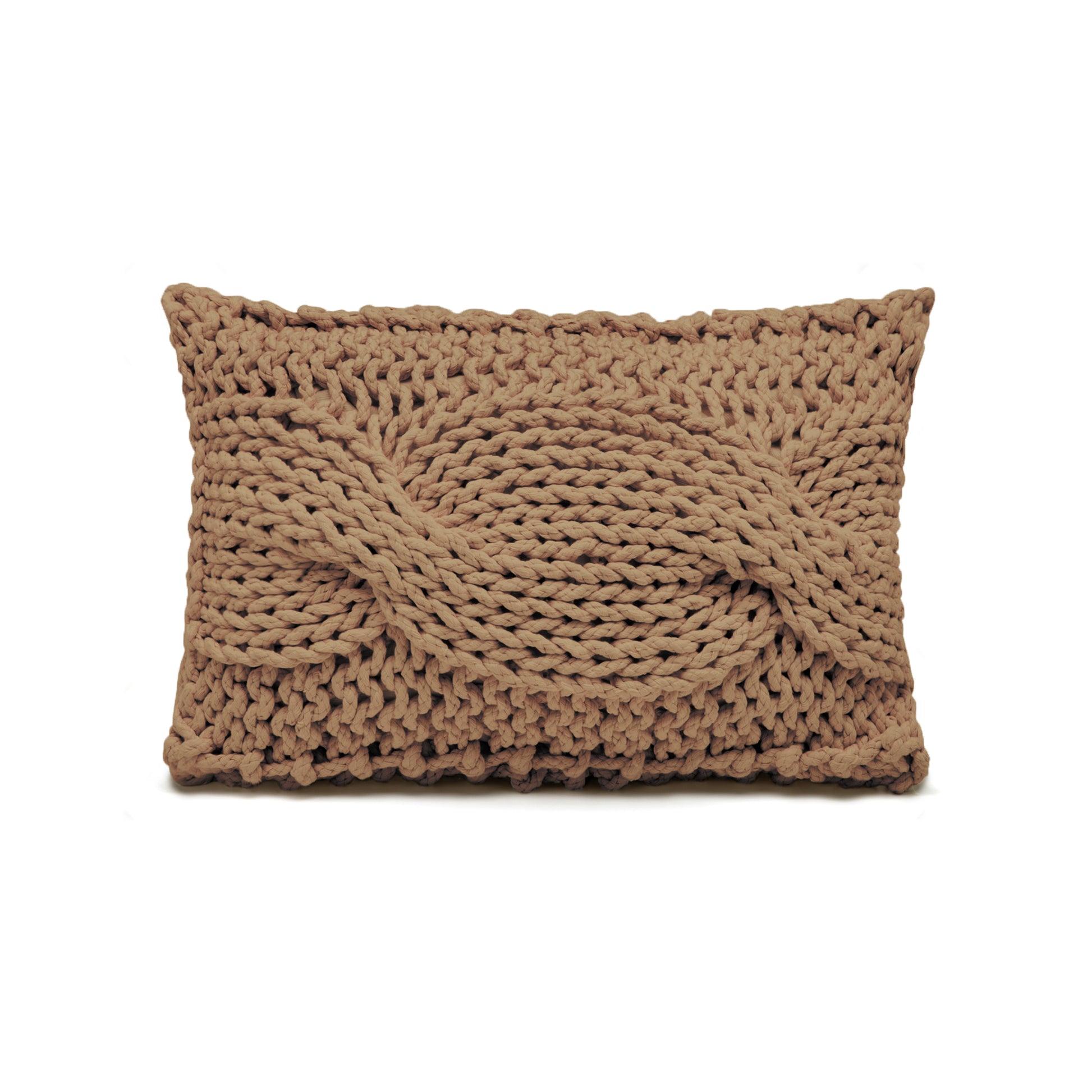 Almofada em tricô artesanal String Trança Retangular 30x45 Caramelo