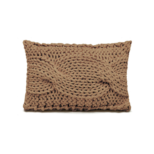 Almofada em tricô artesanal String Trança Retangular 30x45 Caramelo