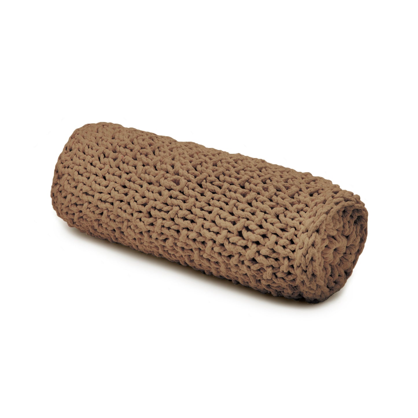 Almofada em tricô artesanal String Rolo 18x60 Caramelo