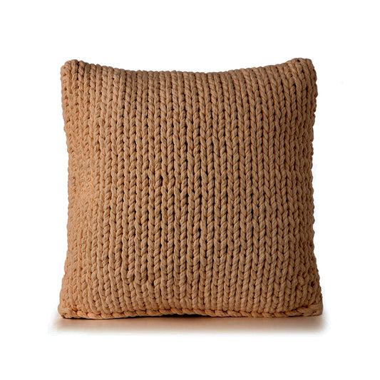 Almofada em tricô artesanal String Lisa 45x45 Caramelo