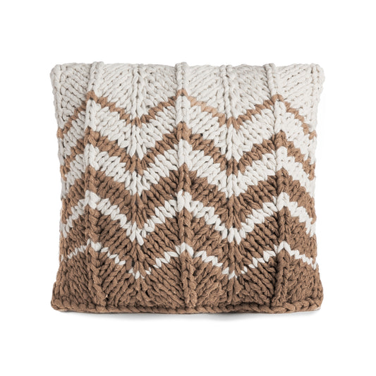 Almofada em tricô Artesanal Zig Zag Positivo 45x45 Caramelo