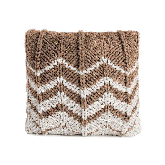 Almofada em tricô artesanal Zig Zag Negativo 45x45 Caramelo
