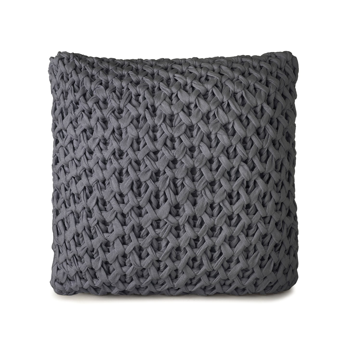 Almofada em Tricô Artesanal Colméia 45x45 Cinza Pronta Entrega