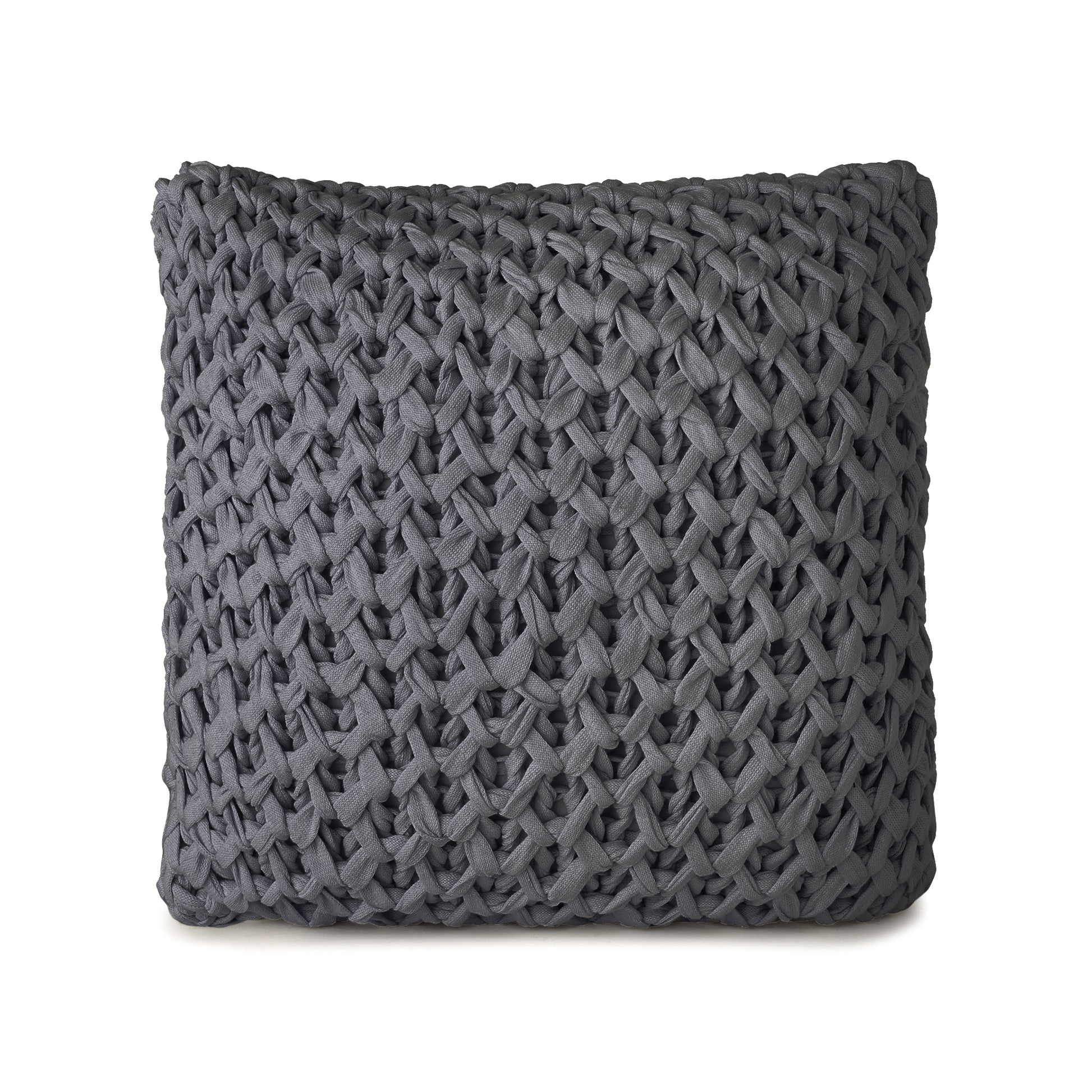 Almofada em Tricô Artesanal Colméia 45x45 Cinza Pronta Entrega
