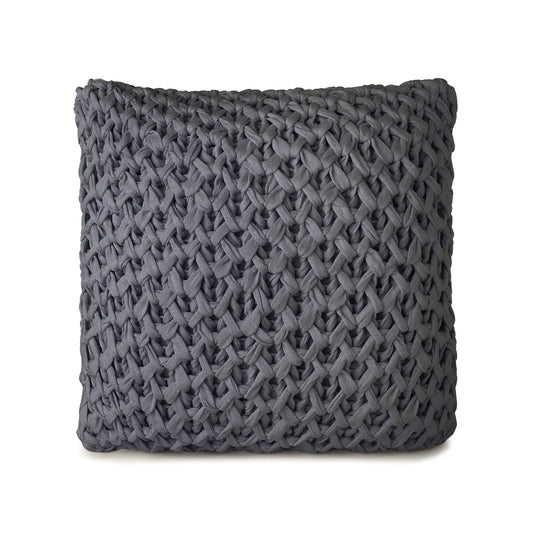 Almofada em Tricô Artesanal Colméia 45x45 Cinza Pronta Entrega