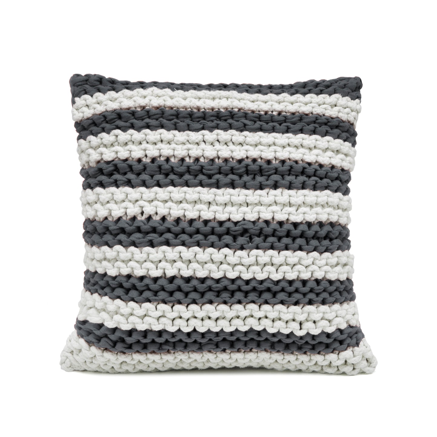 Almofada em tricô Artesanal Listra 45x45 Cinza