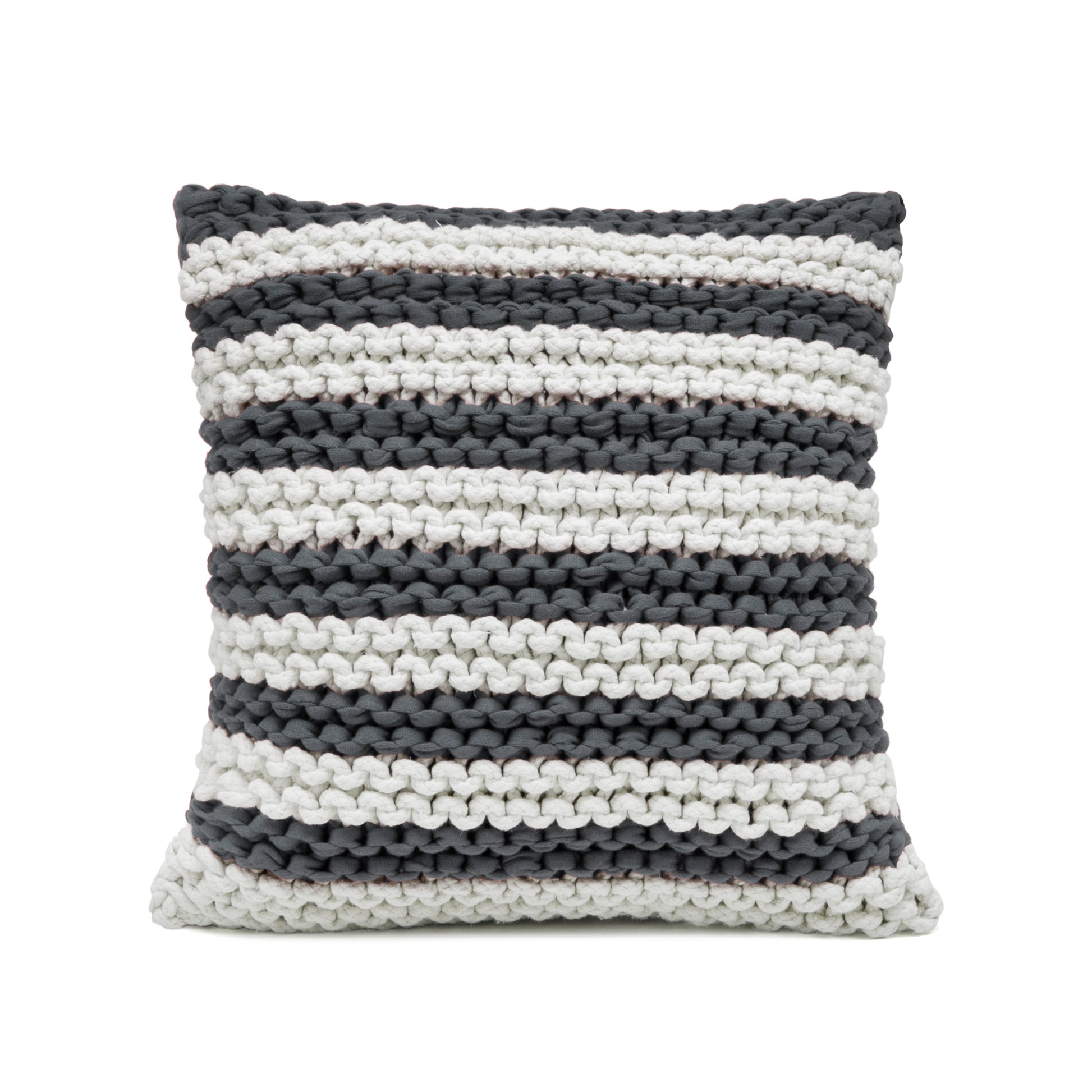 Almofada em tricô Artesanal Listra 45x45 Cinza