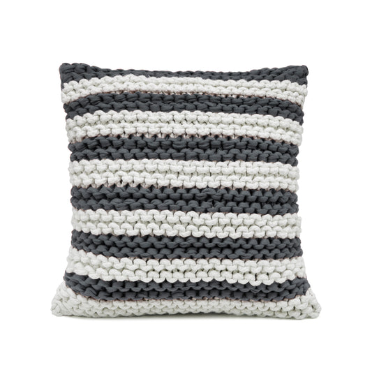 Almofada em tricô Artesanal Listra 45x45 Cinza