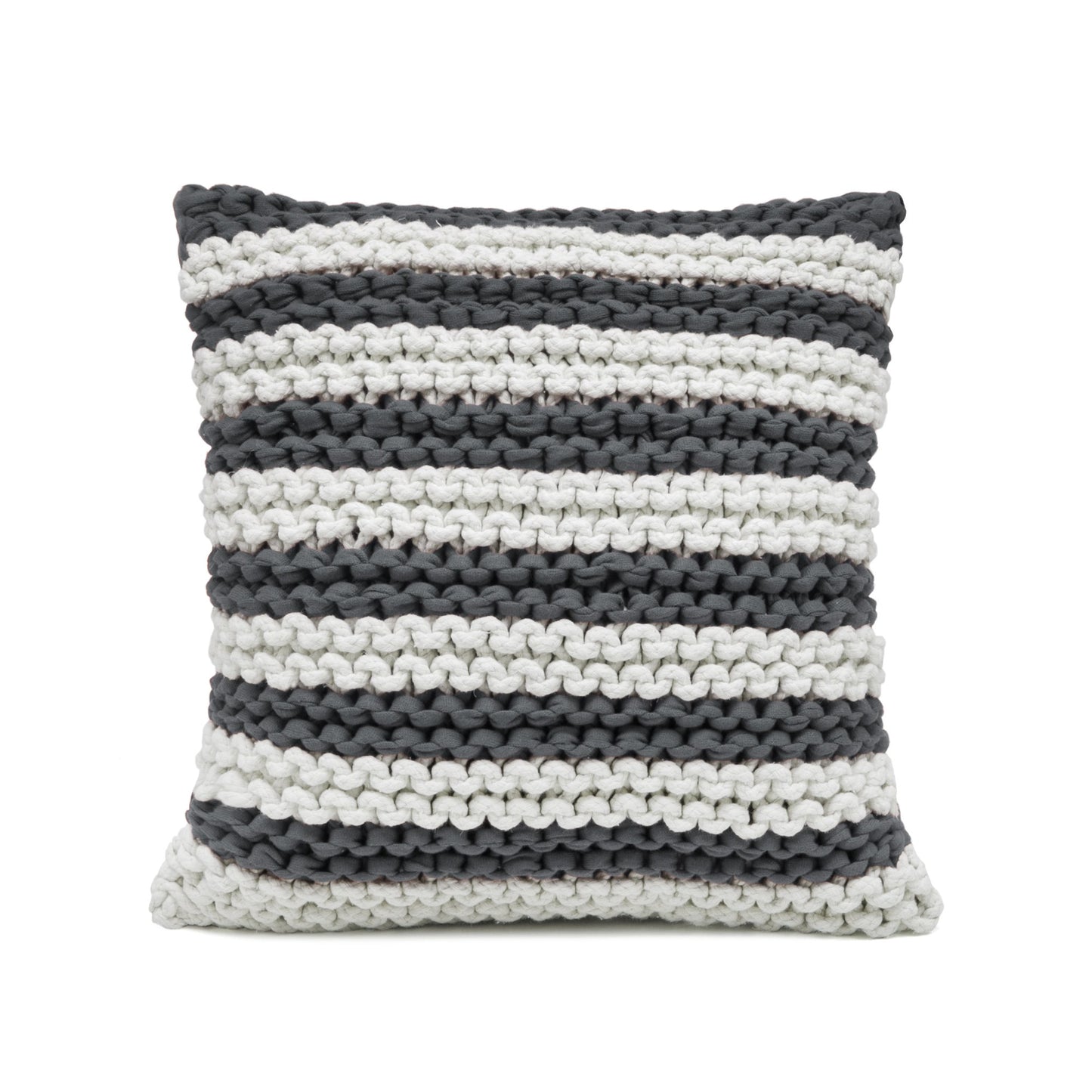 Almofada em tricô Artesanal Listra 45x45 Cinza Pronta entrega
