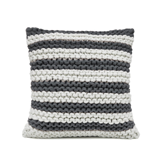 Almofada em tricô Artesanal Listra 45x45 Cinza Pronta entrega