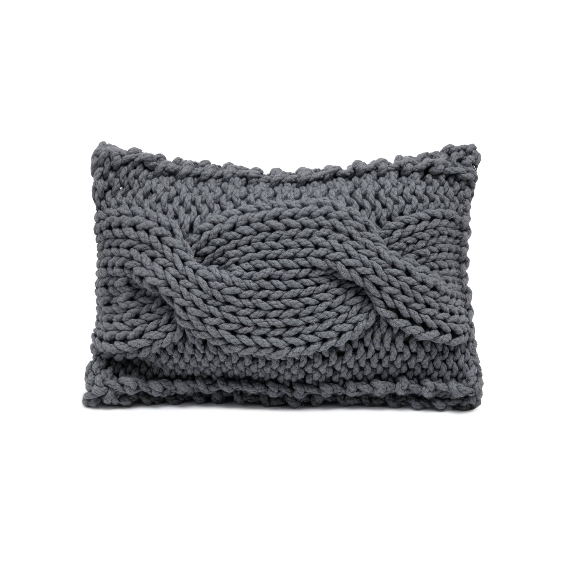 Almofada em tricô artesanal String Trança Retangular 30x45 Cinza