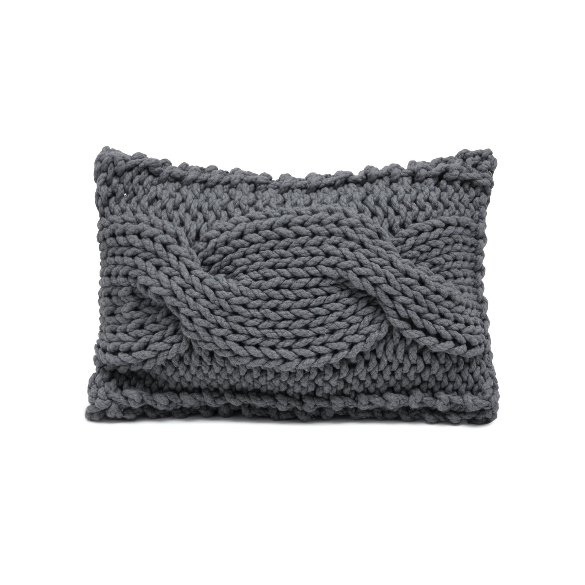 Almofada em tricô artesanal String Trança Retangular 30x45 Cinza Pronta Entrega