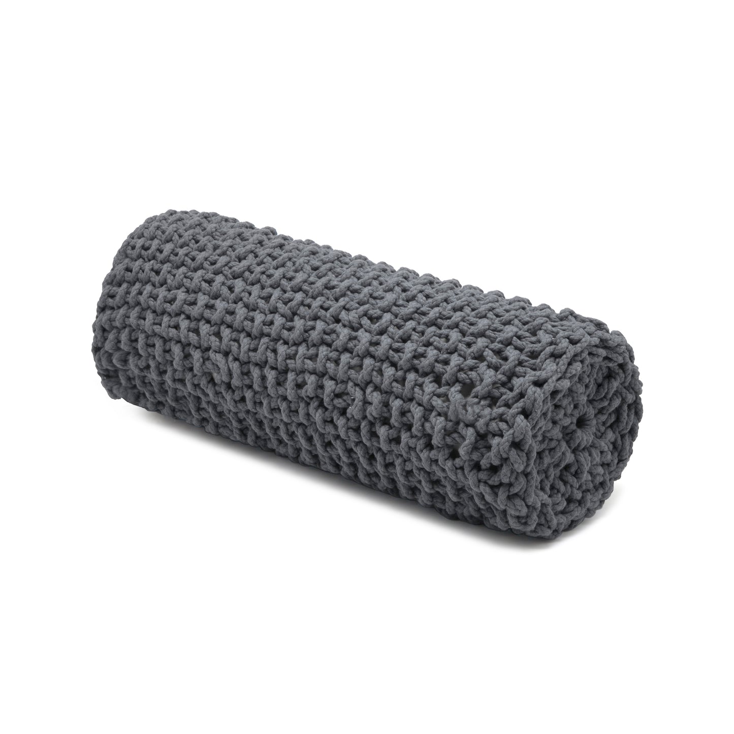 Almofada em tricô artesanal String Rolo 18x60 Cinza