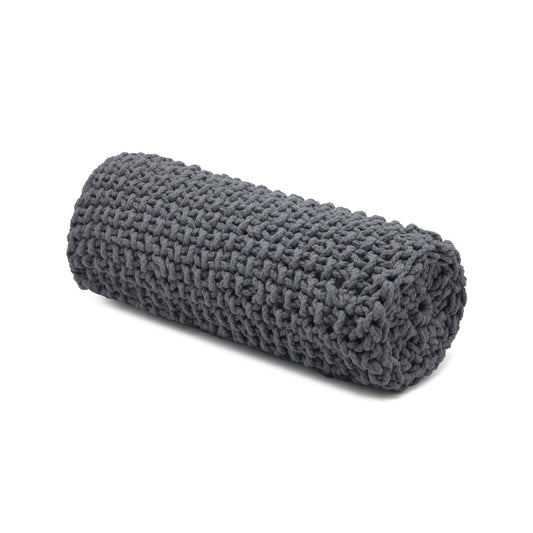 Almofada em tricô artesanal String Rolo 18x60 Cinza