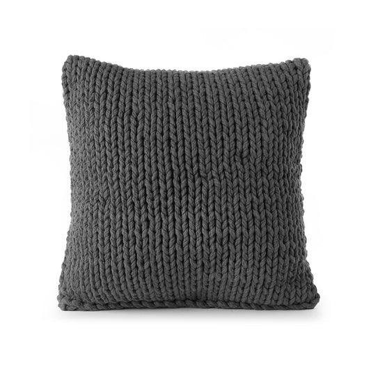 Almofada em tricô artesanal String Lisa 45x45 Cinza