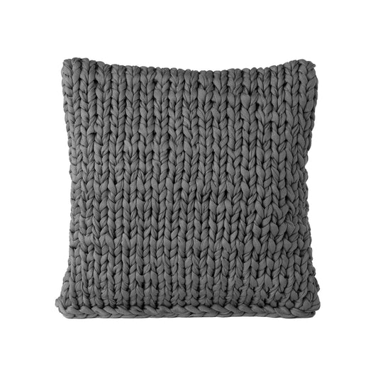 Almofada em tricô artesanal String Lisa Outdoor 45x45 Cinza Pronta Entrega