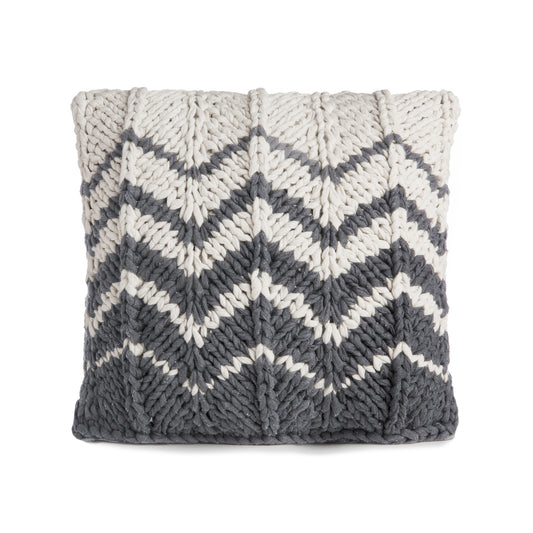 Almofada em tricô Artesanal Zig Zag Positivo 45x45 Cinza
