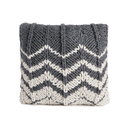 Almofada em tricô artesanal Zig Zag Negativo 45x45 Cinza