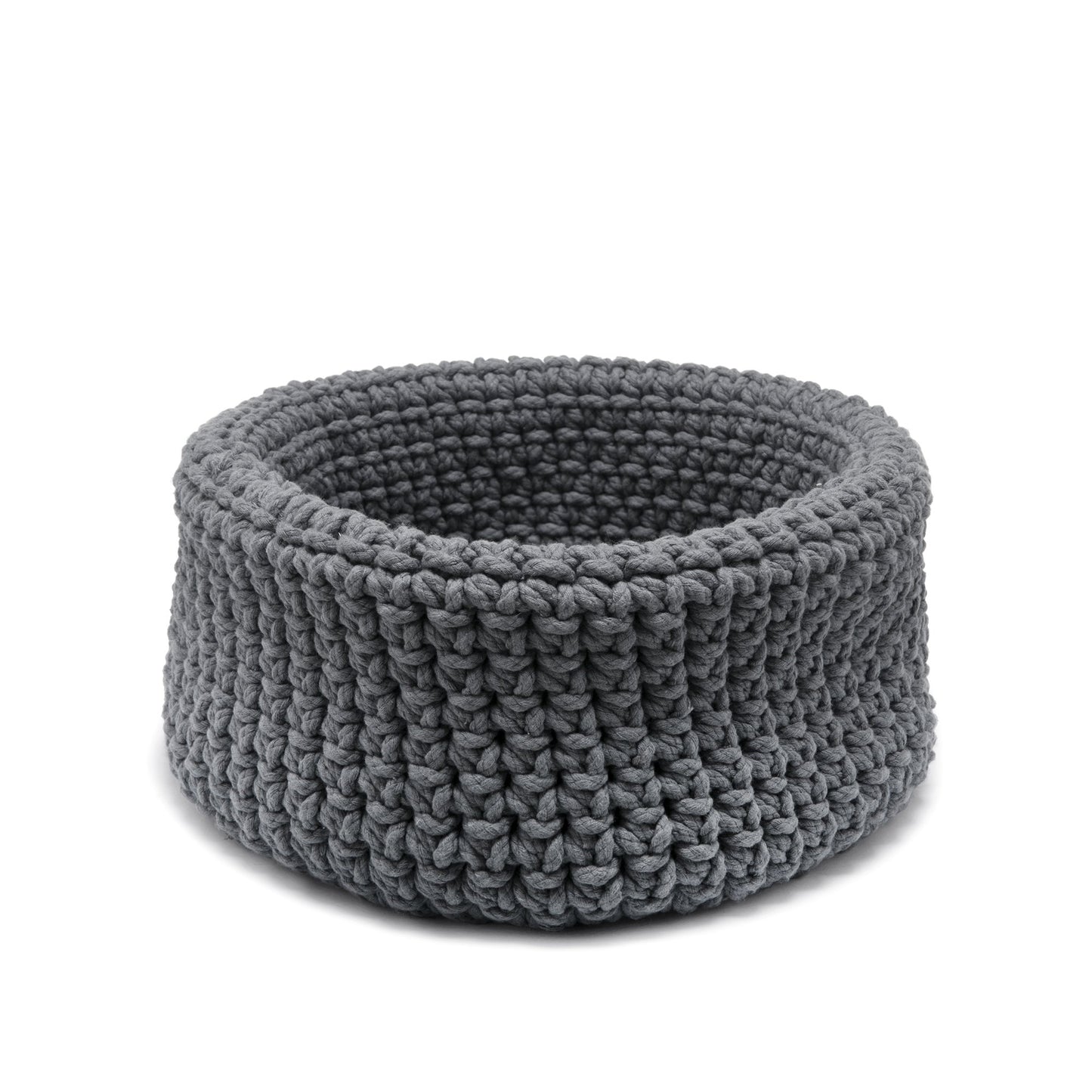 Cesta Sting em crochê artesanal 18x30 Cinza Pronta Entrega