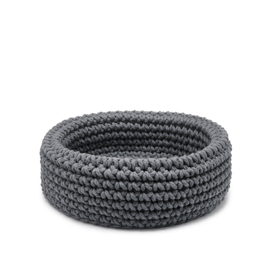Cesta Sting em crochê artesanal 14x38 Cinza Pronta Entrega