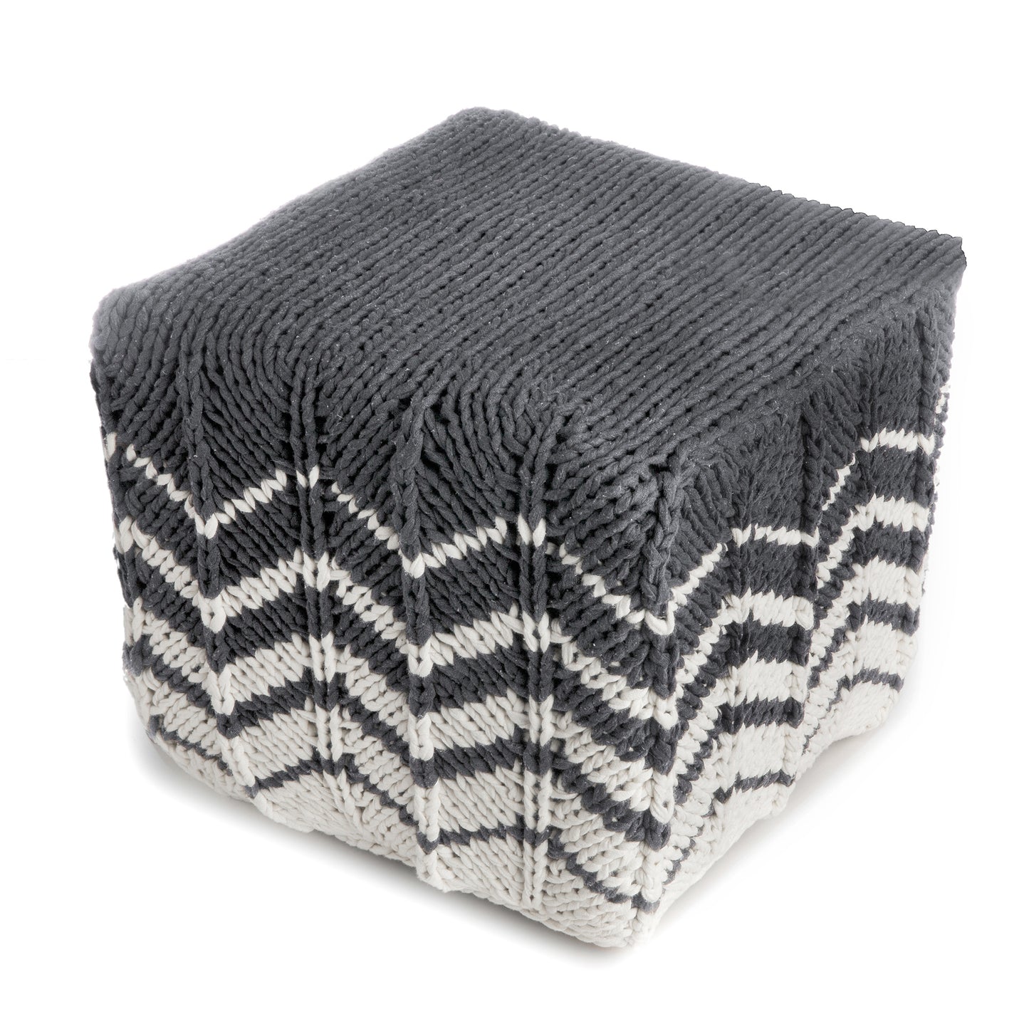 Puff Zig Zag 40x45 Cinza